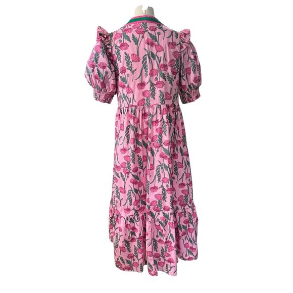 ENTRO Caught Up Pink Floral Midi Dress size Small - Picture 6 of 16